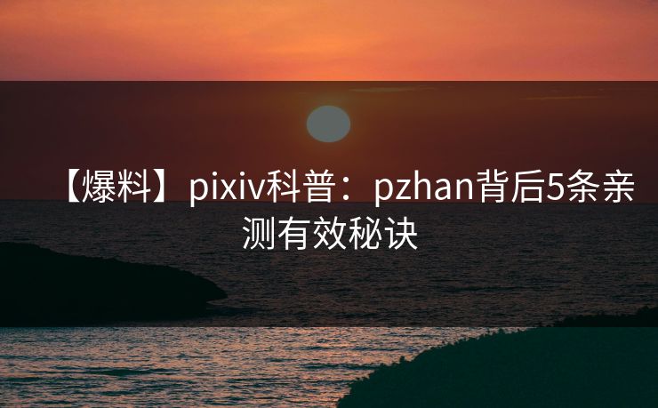 【爆料】pixiv科普：pzhan背后5条亲测有效秘诀