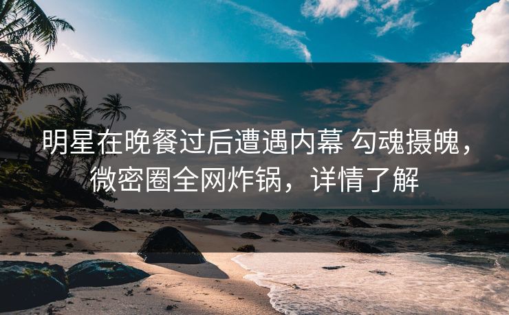 明星在晚餐过后遭遇内幕 勾魂摄魄，微密圈全网炸锅，详情了解